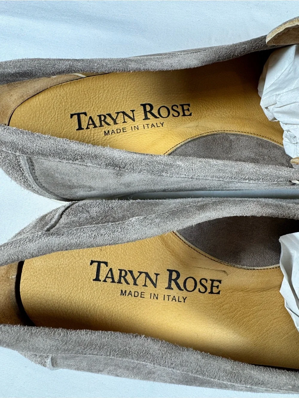 Vintage Taryn Rose Men Taupe Suede Leather Venetian Slip On Loafers EU 41.5 US 9